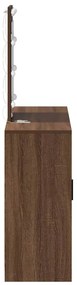 Mesa de Maquiagem vidaXL com Luzes LED Castanho Carvalho 102x33x135 cm