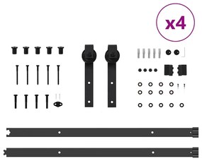 Kit de ferragens para porta deslizante 213,5 cm aço preto