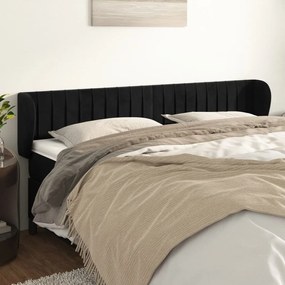 Cabeceira de cama c/ abas veludo 163x23x78/88 cm preto