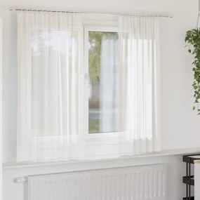 vidaXL Cortinas de voile com bolsos para varão 2 pcs branco