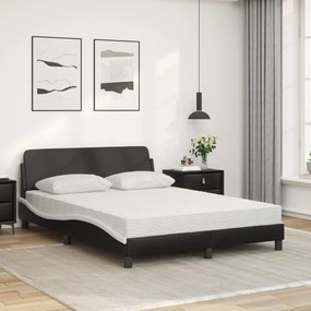 Cama com colchão 140x190 cm couro artificial preto