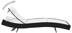 Espreguiçadeiras com mesa 2 pcs vime PE e textilene preto