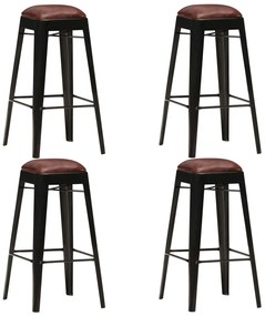 vidaXL Bancos de bar 4 pcs couro genuíno preto