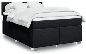 vidaXL Cama com molas/colchão 160x200 cm tecido preto