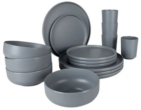 441569 Bo-Camp Louça de mesa 16 pcs Patom melamina cinzento-claro