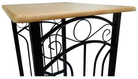 Conjunto de jantar com mesa madeira bronze e aço preto