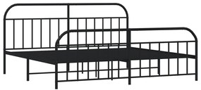 Estrutura de cama com cabeceira e pés 200x200 cm metal preto