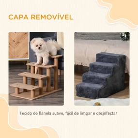 PawHut Escada para Animais de Estimação com 4 Degraus 2 em 1 com Capa