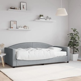 Sofá-cama com colchão 90x190 cm tecido cinzento-claro