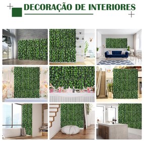 Vedação Artificial em Rolo 3x1m Vedação de Privacidade para Balcão Jardim Exterior Planta Decorativa de Parede PE Verde