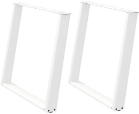 Pés de mesa de jantar em forma de U, 2 peças, branco, 90x (72-73) cm,
