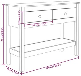 Mesa consola 100x35x75 cm pinho maciço branco