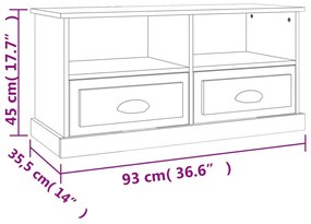 Móvel de TV 93x35,5x45 cm derivados de madeira branco brilhante