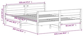 Estrutura de cama com cabeceira 120x200 cm pinho maciço