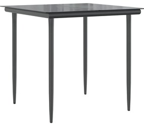 3 pcs conjunto de jantar p/ jardim c/ almofadões vime PE preto