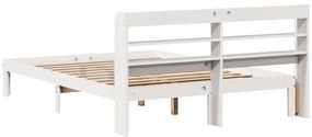 Estrutura de cama c/ cabeceira sem colchão 140x200 cm branco