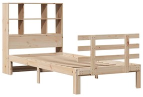 Cama com estante sem colchão 90x190 cm pinho maciço