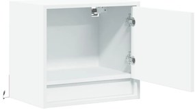 Mesas de cabeceira de parede com luzes LED 2 pcs branco