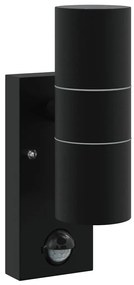 Lanterna de Parede Externa com Sensor Aço Inoxidável Preto IP44