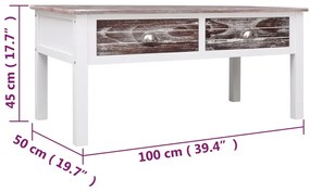 Mesa de centro 100x50x45 cm madeira castanho