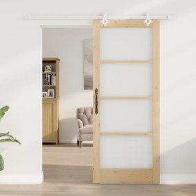 Conjunto de Porta Deslizante vidaXL com Hardware 83x202 cm Madeira Sól