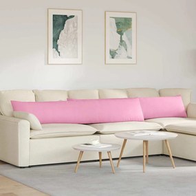 vidaXL Travesseiros de Sofá 2 pcs Rosa 200 x 40 cm tecido