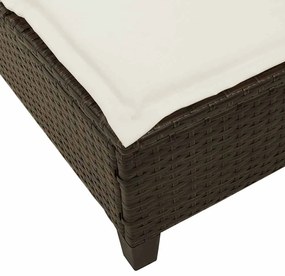 Espreguiçadeira com almofadões 55x200x25,5cm vime PE castanho