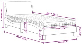 Cama com colchão 90x200 cm couro artificial cinzento