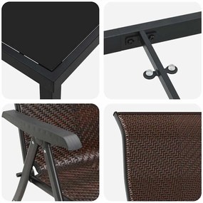 Conjunto de Jantar de Jardim 7 Peças em Rattan Sintético Marrom