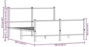 Estrutura de cama sem colchão 160x200cm metal carvalho sonoma