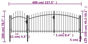 Portão de jardim 2x4 m aço preto