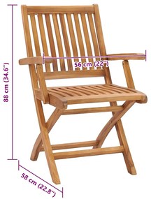 Cadeiras de jardim dobráveis c/ almofadões 8 pcs teca maciça