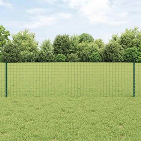 vidaXL Postes de Cerca Prateados 22 pcs Verde Altura de 150cm Aço