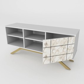 Móvel TV North – Branco e Dourado – 130 cm x 38,6 cm x 58,6 cm