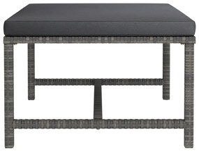 8 pcs conjunto lounge de jardim c/ almofadões vime PE cinzento