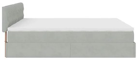 Estrutura cama otomana colchões 180x200cm veludo cinzento claro