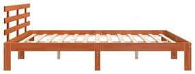 Estrutura de Cama Castanho Ceroso 200x200 cm Madeira Maciça de Pinho