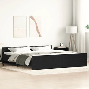 vidaXL Estrutura de cama sem colchão em carvalho preto 180x200 cm, madeira projetada