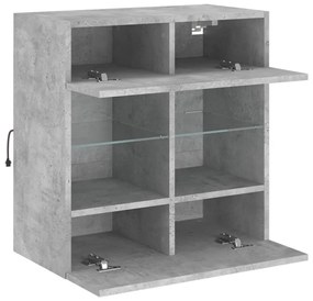 Móvel parede p/ TV c/ luzes LED 58,5x30x60,5 cm cinza cimento