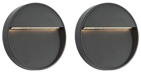 vidaXL Candeeiros LED de parede exterior 2 pcs 3 W redondo preto