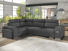Sofá de canto Kingsport 101, Cama com arrumação, 305x205x90cm, 209 kg, Pernas: Plástico