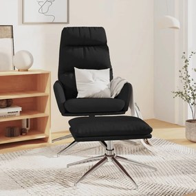 vidaXL Cadeira de descanso com banco tecido preto