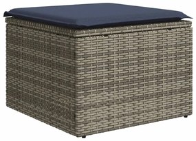 8 pcs conjunto sofás p/ jardim c/ almofadões vime PE cinzento