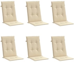 Almofadões para cadeiras altas de jardim 6 pcs tecido bege