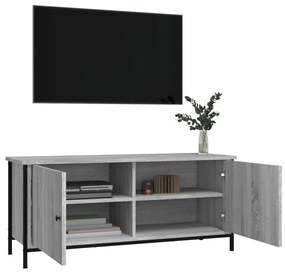 Móvel TV c/ portas 102x35x45 cm deriv. madeira cinzento sonoma