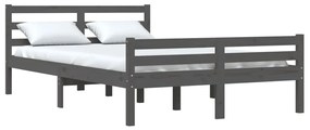 Estrutura de cama 140x200 cm madeira maciça cinzento
