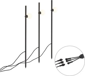 Conjunto de 3 projetores de jardim modernos pretos, incluindo LED IP44 - Garly Ball