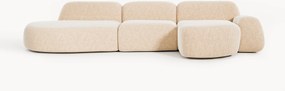 Sofá de canto modular em bouclé com chaise longue Wolke (4 lugares)