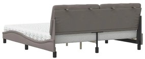 Cama com colchão 180x200 cm tecido castanho-acinzentado