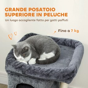 Arranhador para Gatos com Cama 2 Cavernas Poste de Sisal e Bola para Brincar 45x40x66 cm Cinzento Escuro